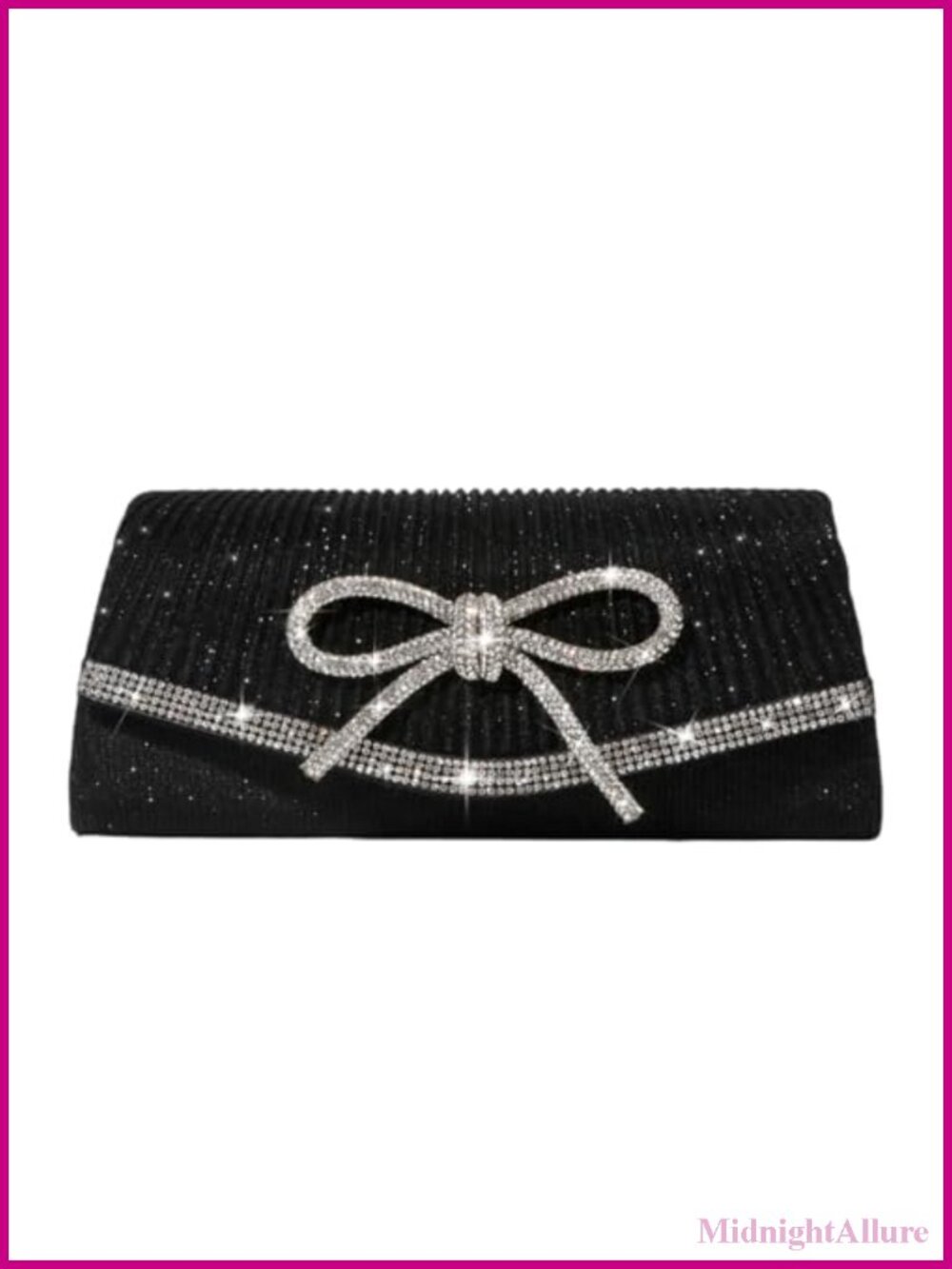 Rhinestone Bow Evening Clutch Sparkly Formal Purse with Chain Strap